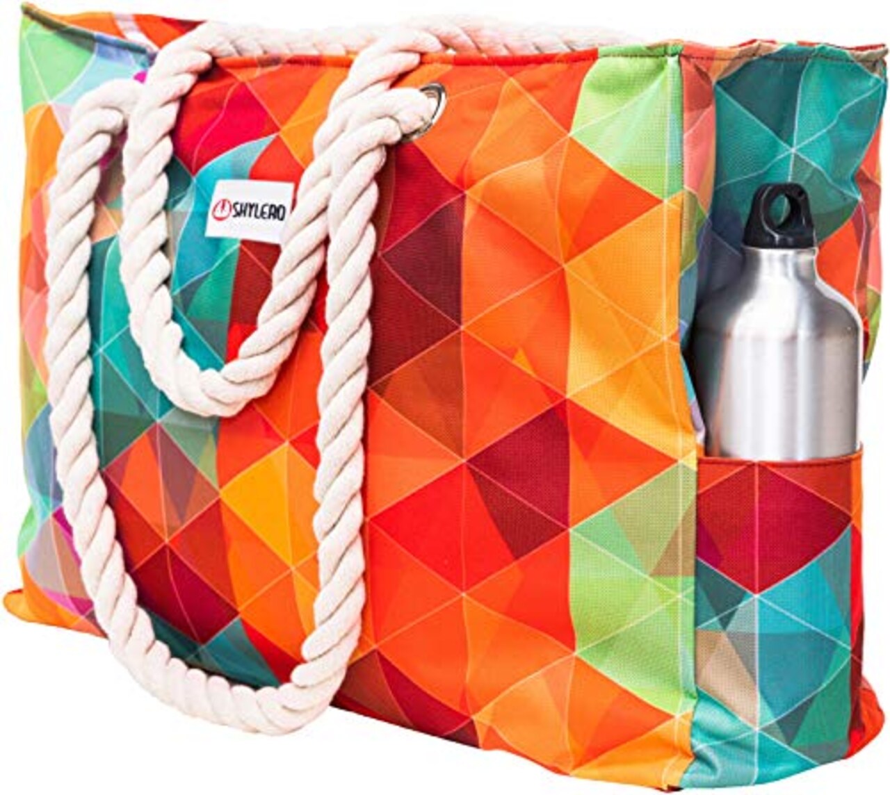 SHYLERO Beach Bag and Pool Bag. Has Airtight Pouch, Key Holder. Beach Tote is Zippered, Waterproof (IP64) - L22xH15xW10